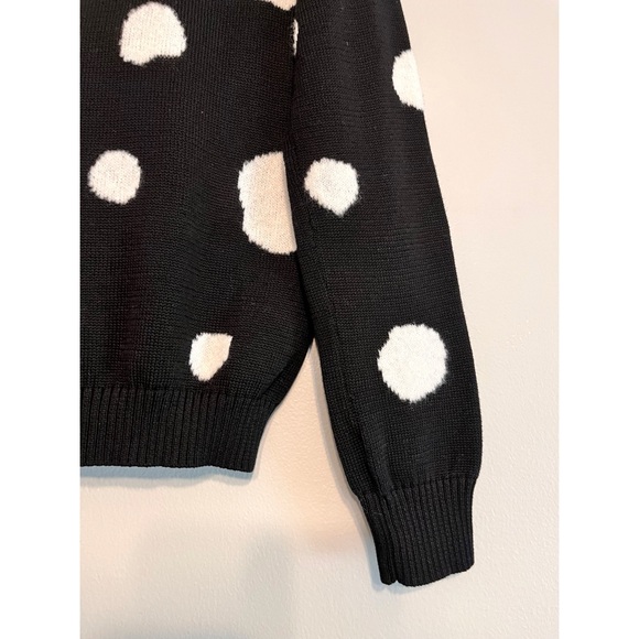 Bela NYC Black White Polka Dot Merino Wool Blend Sweater Size Small - Picture 12 of 15
